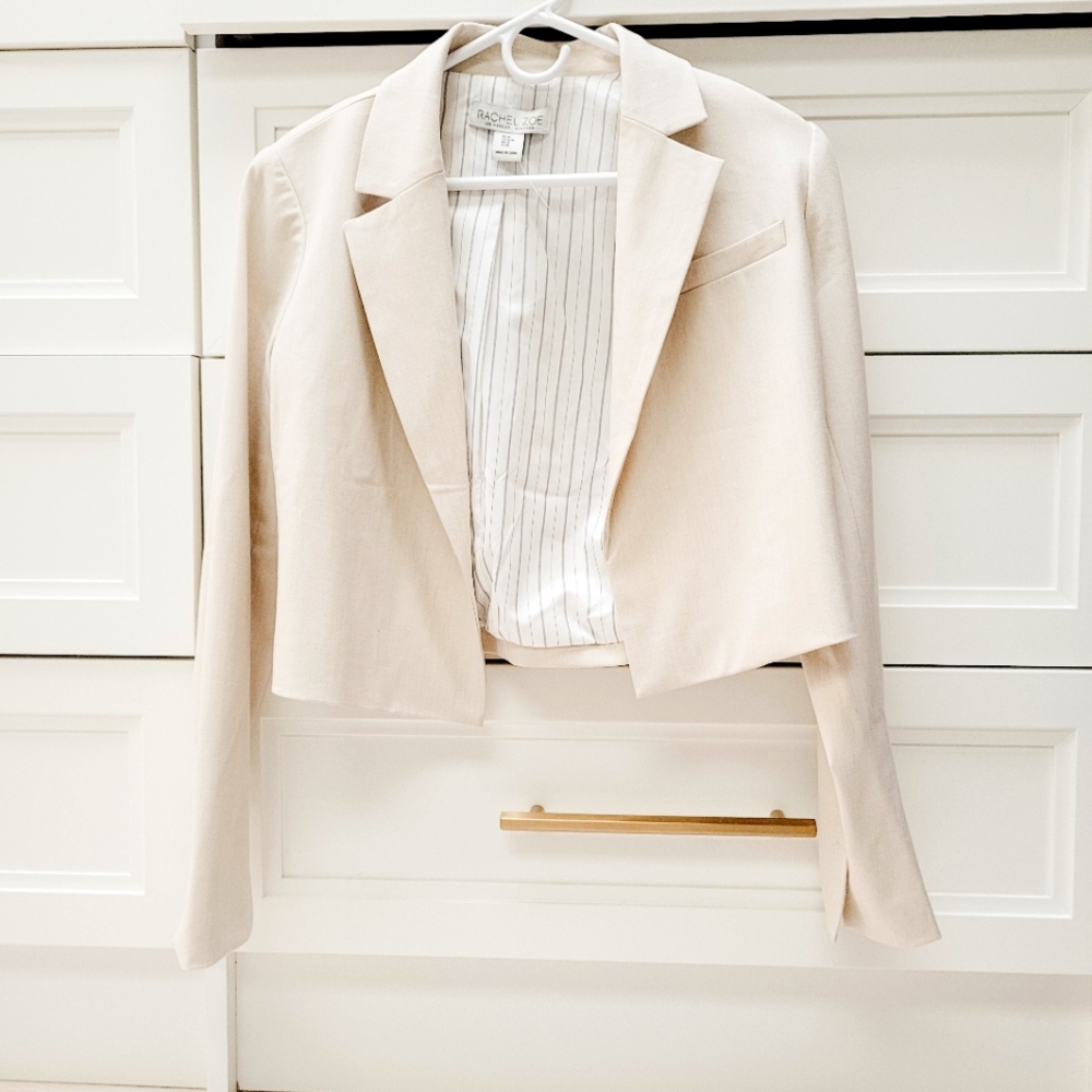 Rachel Zoe Cropped Open Blazer in Cream